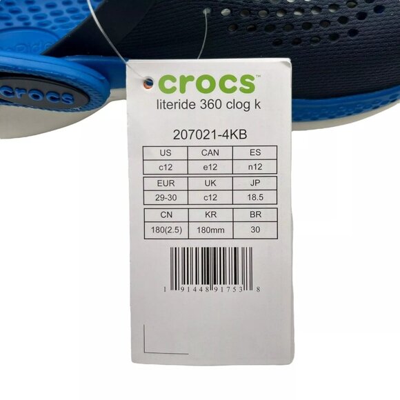 Crocs LiteRide Little Girls Slip-on Clogs Size 12-13 Navy Water Friendly & Comfy - Picture 9 of 16